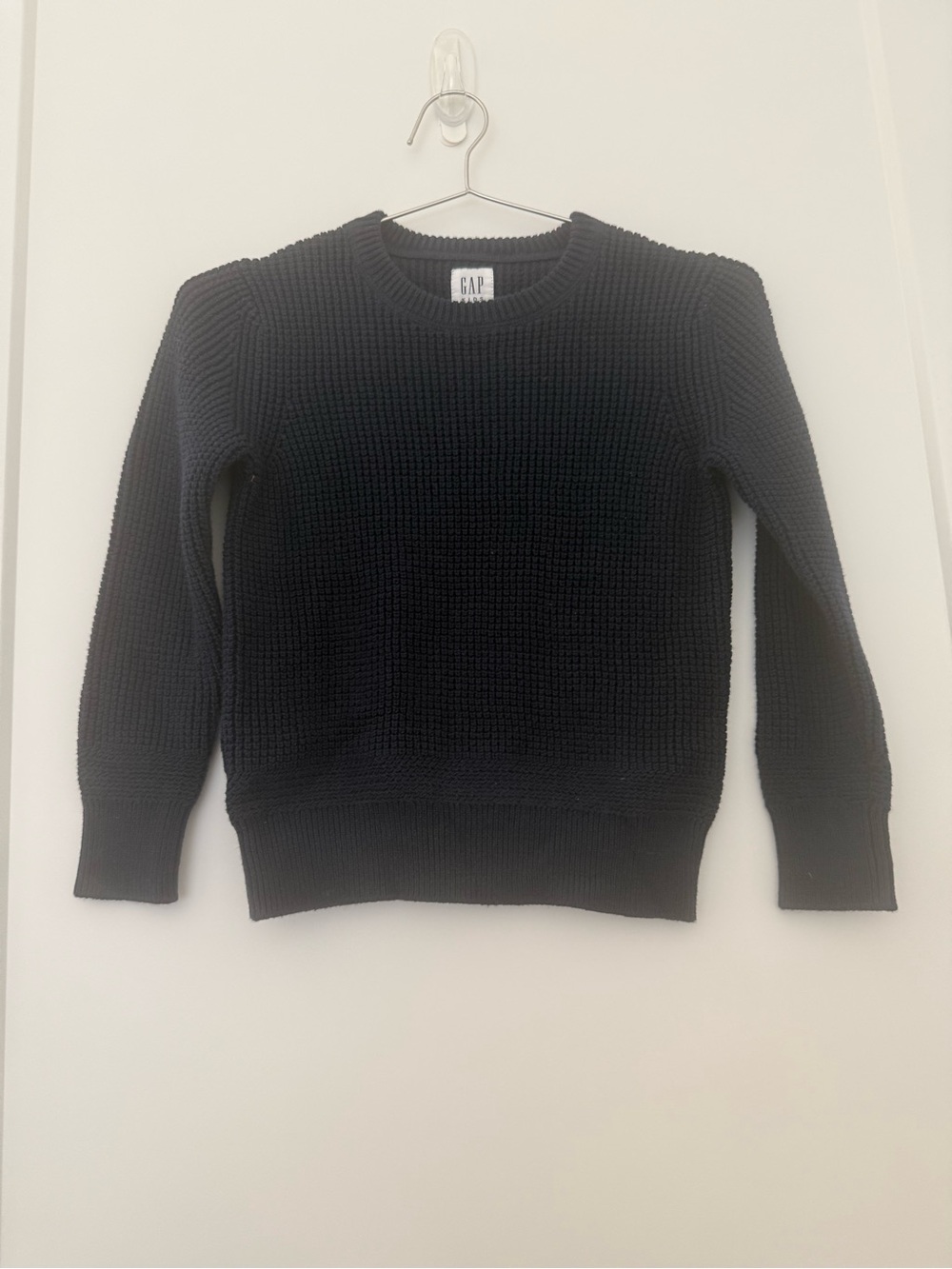 GAP Navy Textured Knit Crewneck Sweater